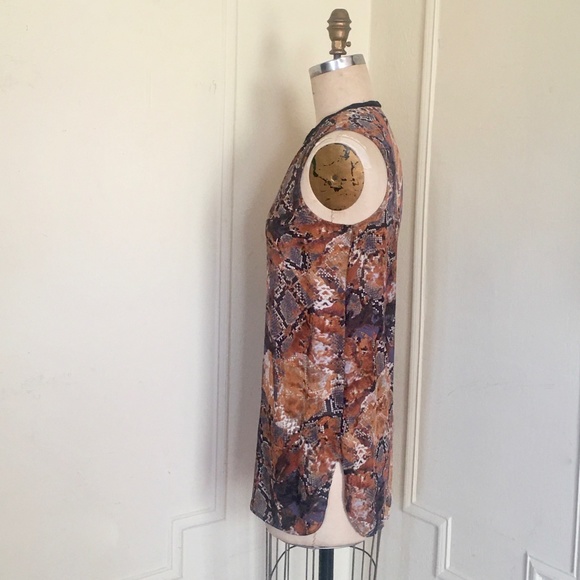 100% Silk Snakeskin Tunic by Lord & Taylor - brown + black Reptile - size MEDIUM - Picture 5 of 6